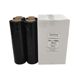 18″ Stretch Film <br> BLACK 80 Gauge x 1500′<br>Case Qty 4